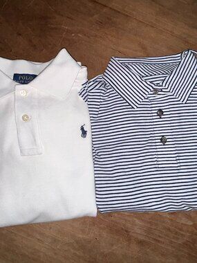 Vineyard Vines  Blue/White(NWT) & Ralph Lauren White , Long Sleeve Polos, Size 7